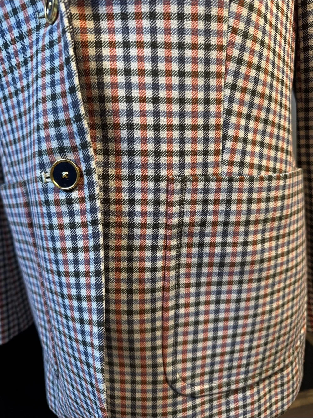 Tory Burch Plaid Blazer in Navy, Orange & Olive with Matching Skirt 12/10